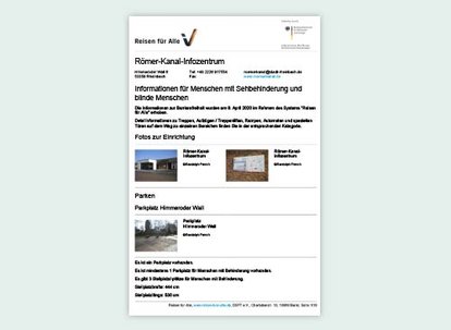 Informationsblatt für Menschen mit Sehbehinderung und blinde Menschen • Römerkanal