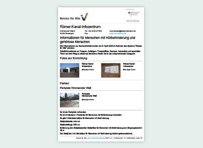 Informationsblatt für Menschen mit Hörbehinderung und gehörlose Menschen • Römerkanal Informationsblatt für Menschen mit Hörbehinderung und gehörlose Menschen • Römerkanal