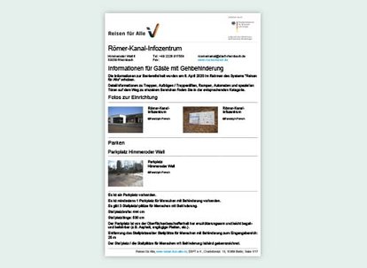 Informationsblatt für Gäste mit Gehbehinderung • Römerkanal Informationsblatt für Gäste mit Gehbehinderung • Römerkanal